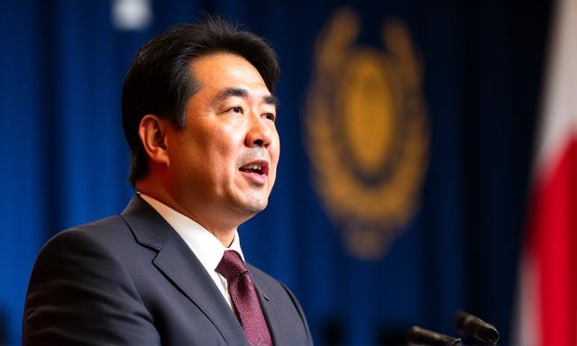 人前でスピーチをするカリスマ的な政治家のポートレート